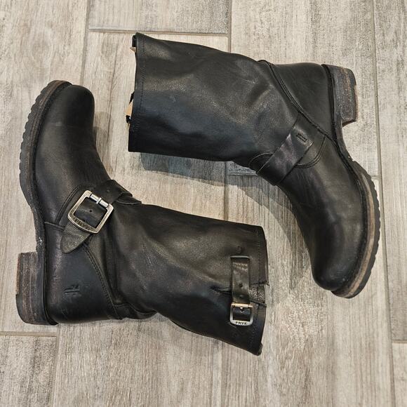 Frye Veronica Flex Short Moto Boots Womens 7 Leather Round Toe Classic Timeless - Picture 2 of 16